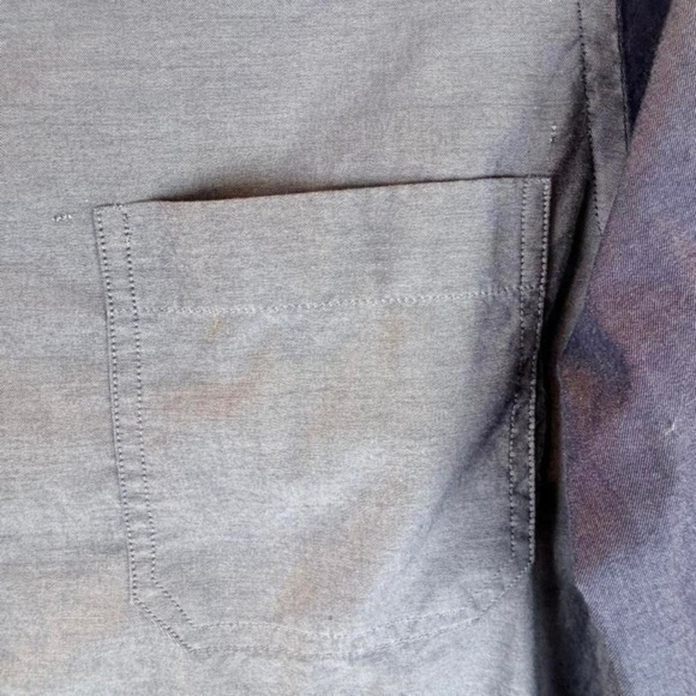 Perry Ellis Portfolio Mens Slim Fit Colorblock Button Down Shirt Grey Blue M - Picture 3 of 7